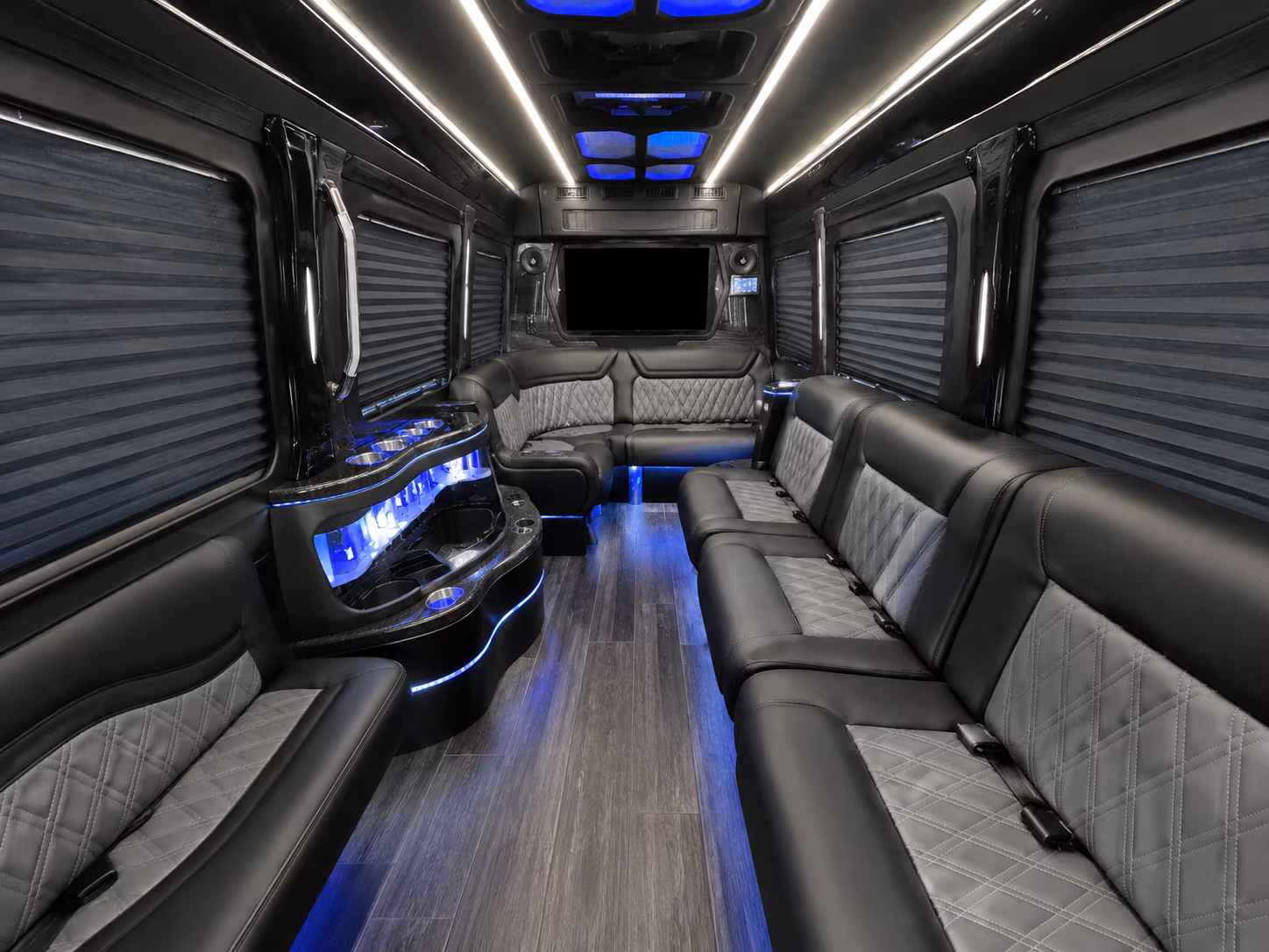 hamilton 18 passenger party bus interior