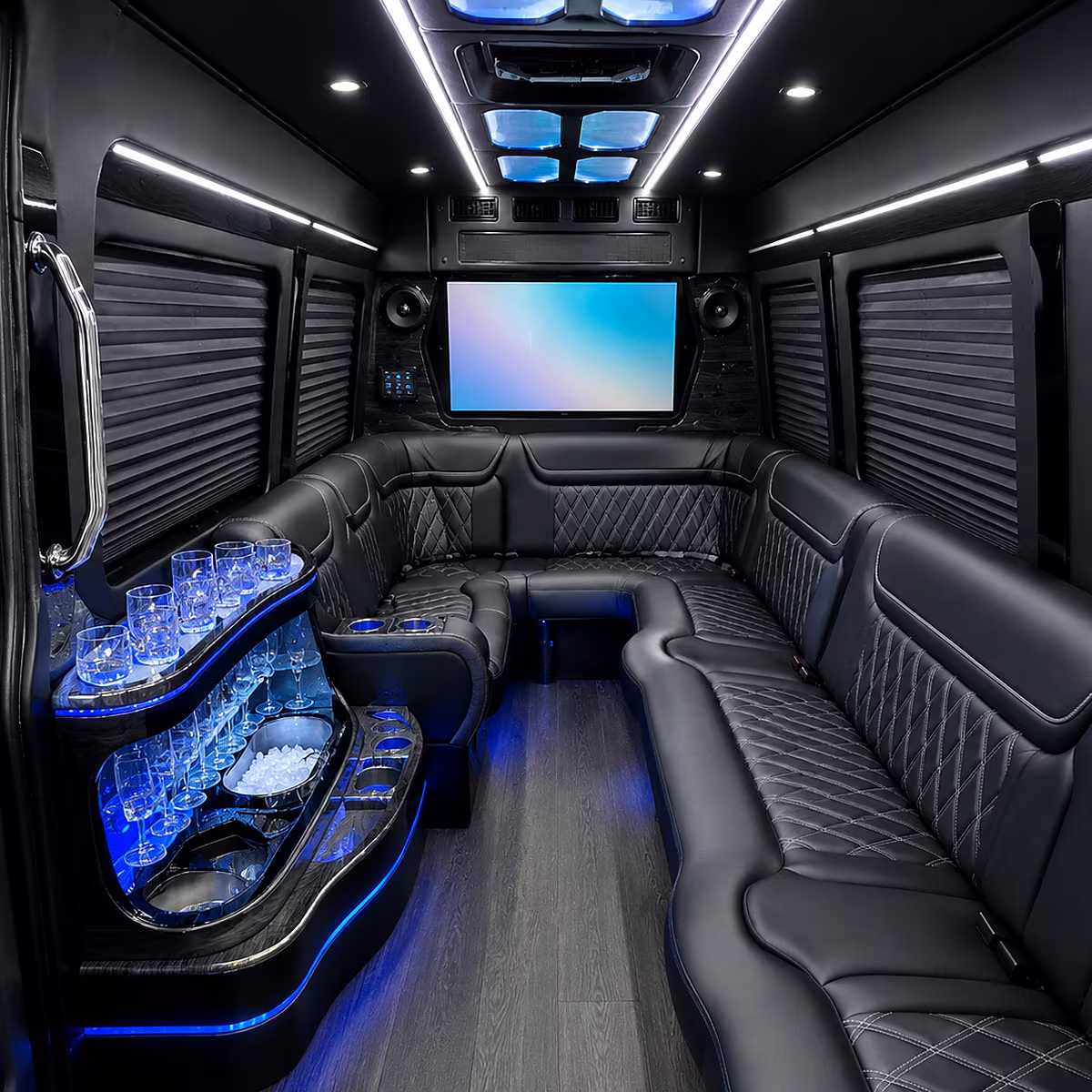 hamilton party bus rental interior